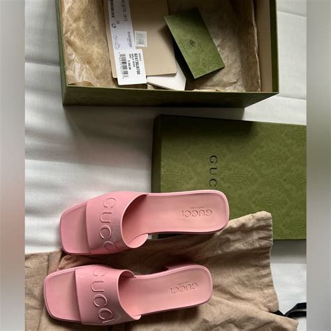 gucci jelly sandals pink|authentic gucci sandals.